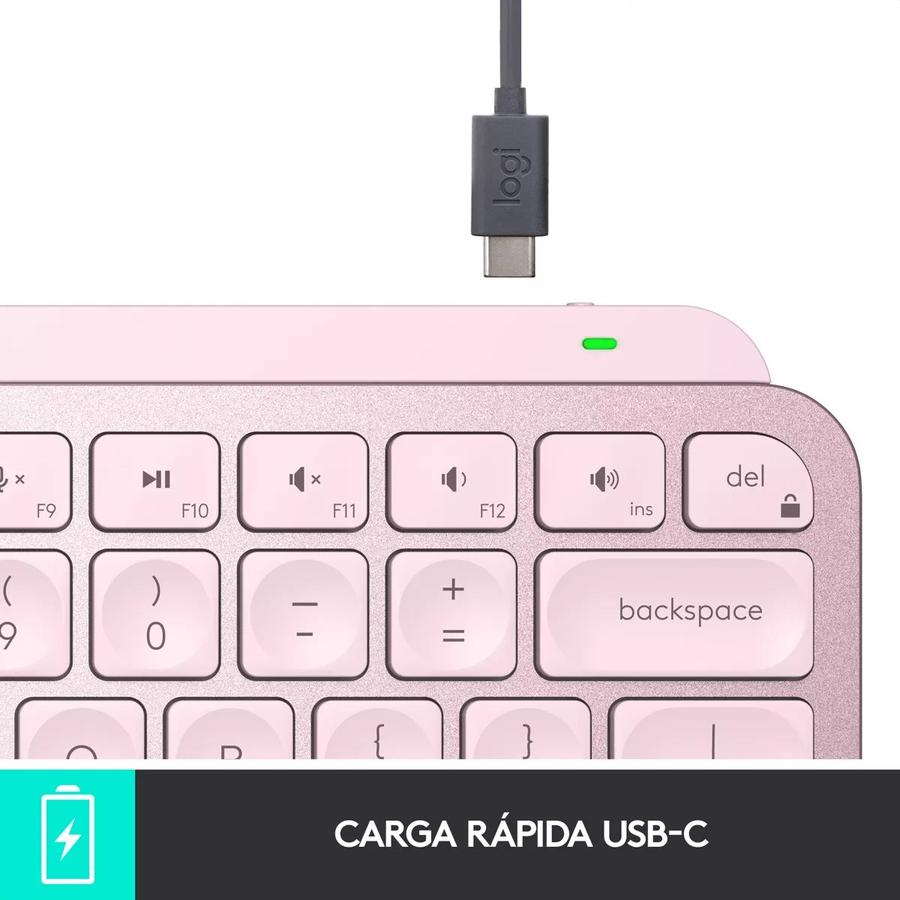 Teclado Logitech Wireless MX Keys Mini Rose Retroiluminado