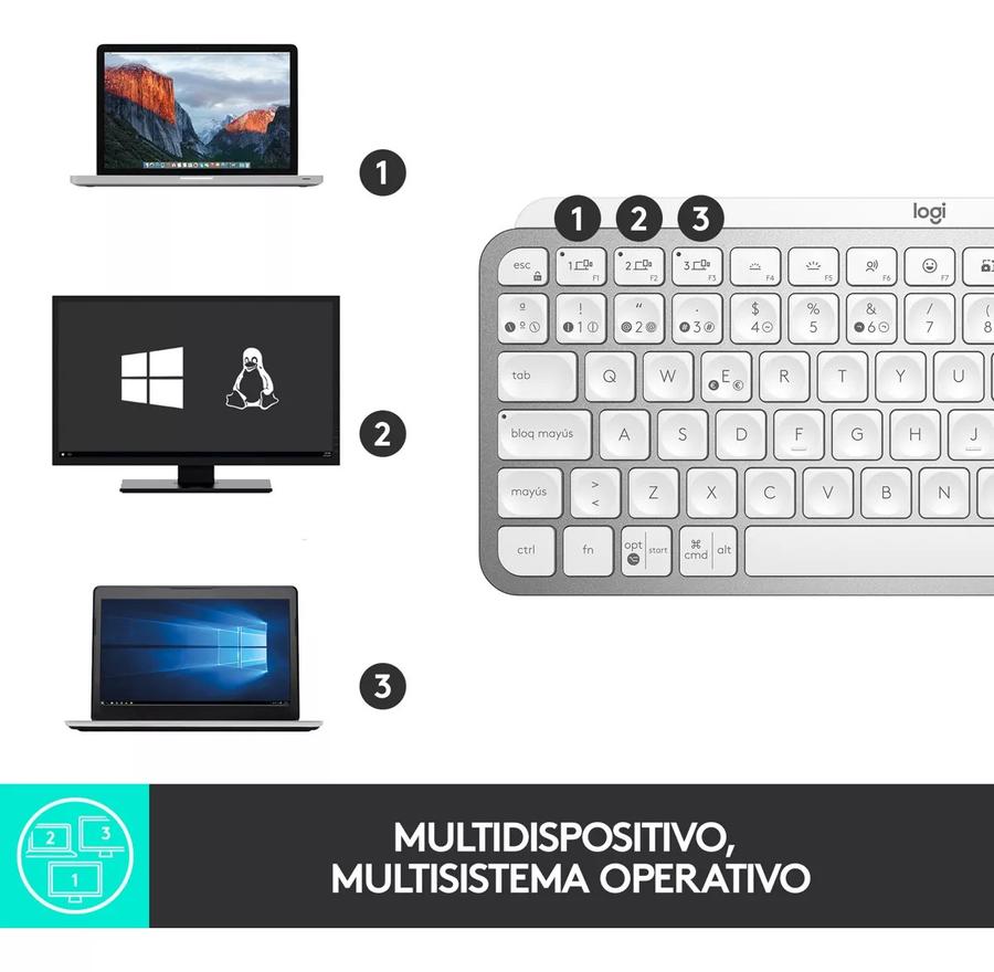 Teclado Logitech Wireless Mx Keys Mini Grey Retroilum