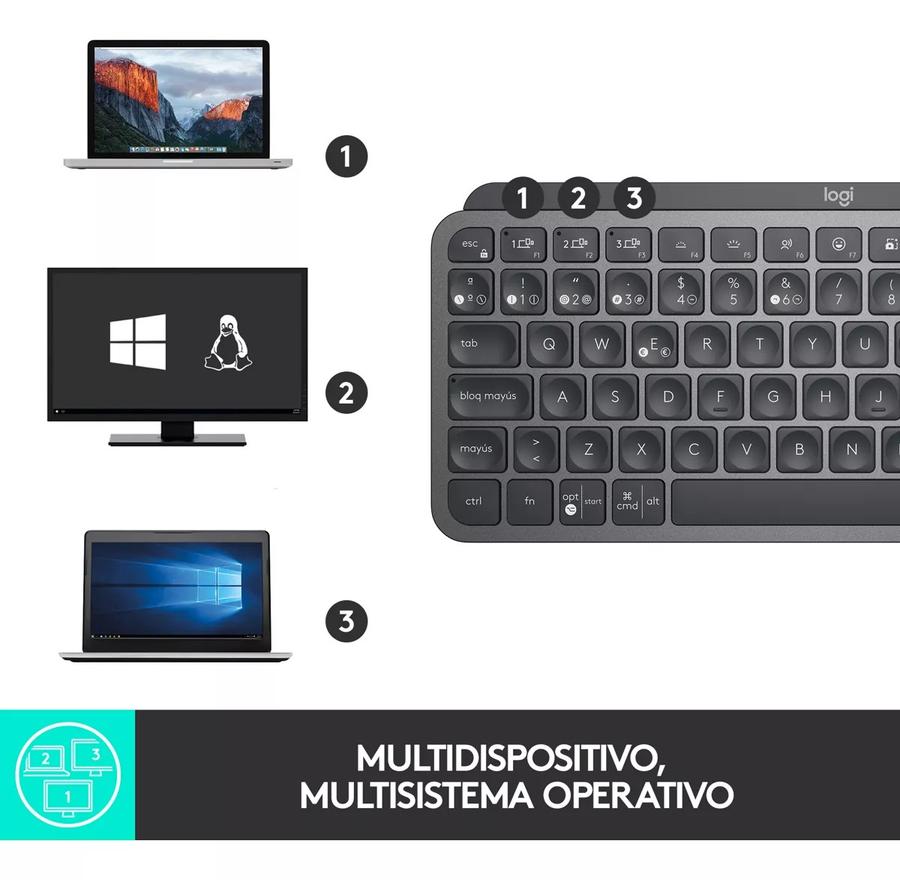 Teclado Logitech Wireless MX Keys Mini Black Retroiluminado