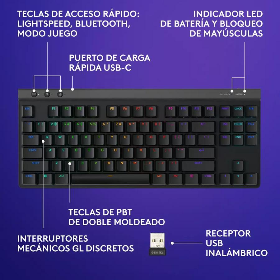 Teclado Gamer Logitech G515 Lightspeed Tkl Wireless