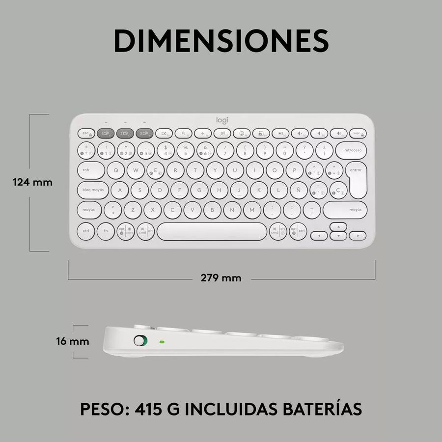 Teclado Multidispositivo Logitech Pebble Keys 2 K380S Blanco
