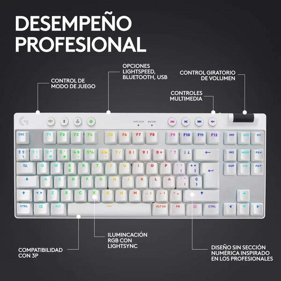 Teclado Gamer Lightspeed Bluetooth Rgb Logitech G Pro X Tkl