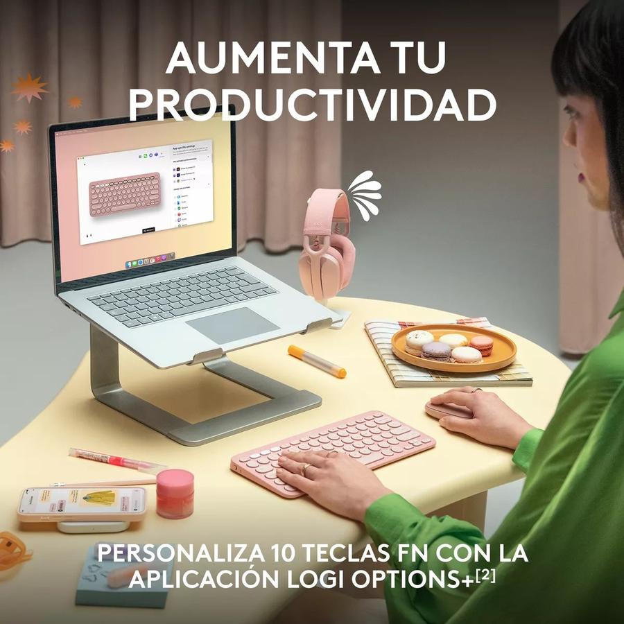 Teclado Multidispositivo Logitech Pebble Keys 2 K380S Rosa