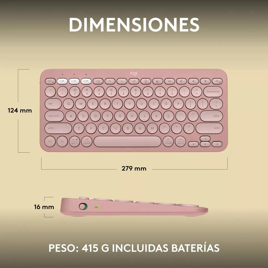 Teclado Multidispositivo Logitech Pebble Keys 2 K380S Rosa