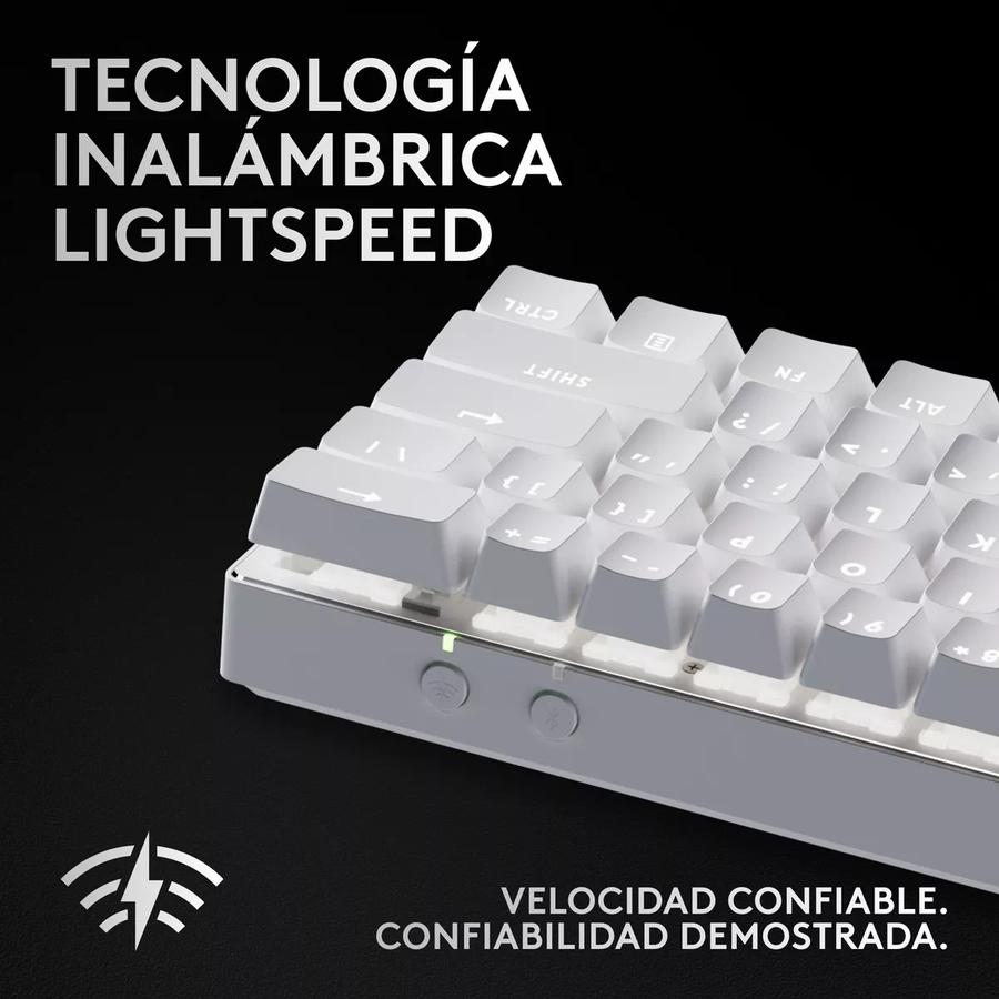 Teclado Gamer Logitech Pro X 60, Inalámbrico Lightspeed Blanco