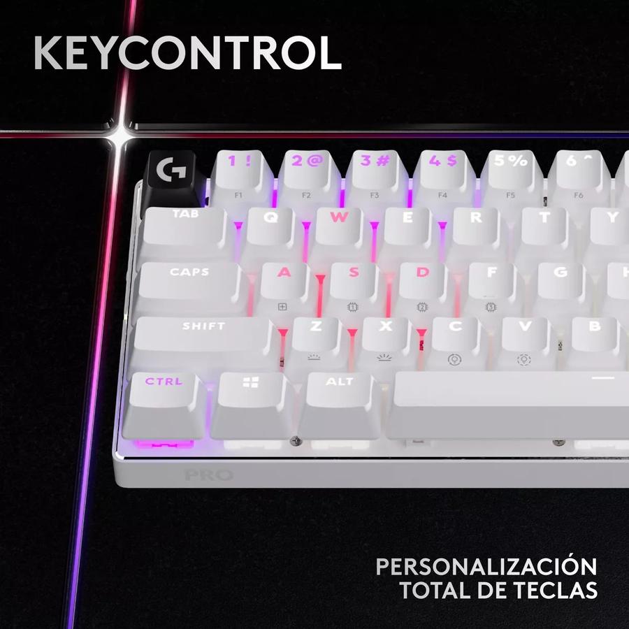 Teclado Gamer Logitech Pro X 60, Inalámbrico Lightspeed Blanco