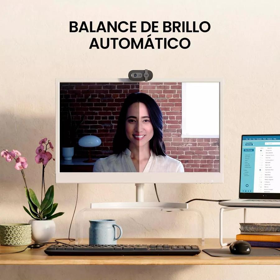 Cámara Web Full Hd 1080P, Rightlight 2, Logitech Brio 100 Negro