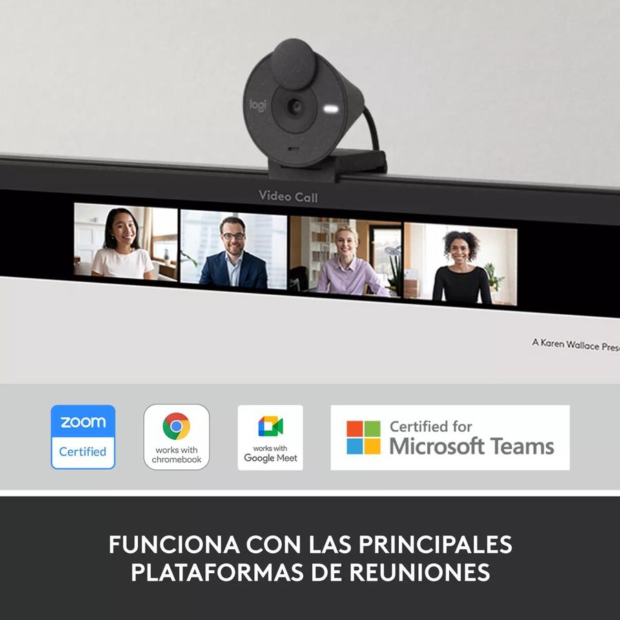 Webcam Full Hd 1080P, Logitech Brio 300, Rightlight 2, Usb-C Grafito