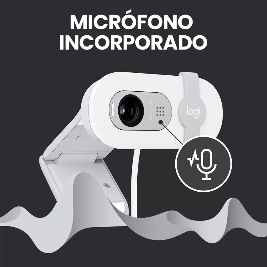 Cámara Web Full Hd 1080P, Rightlight 2, Logitech Brio 100 Blanco
