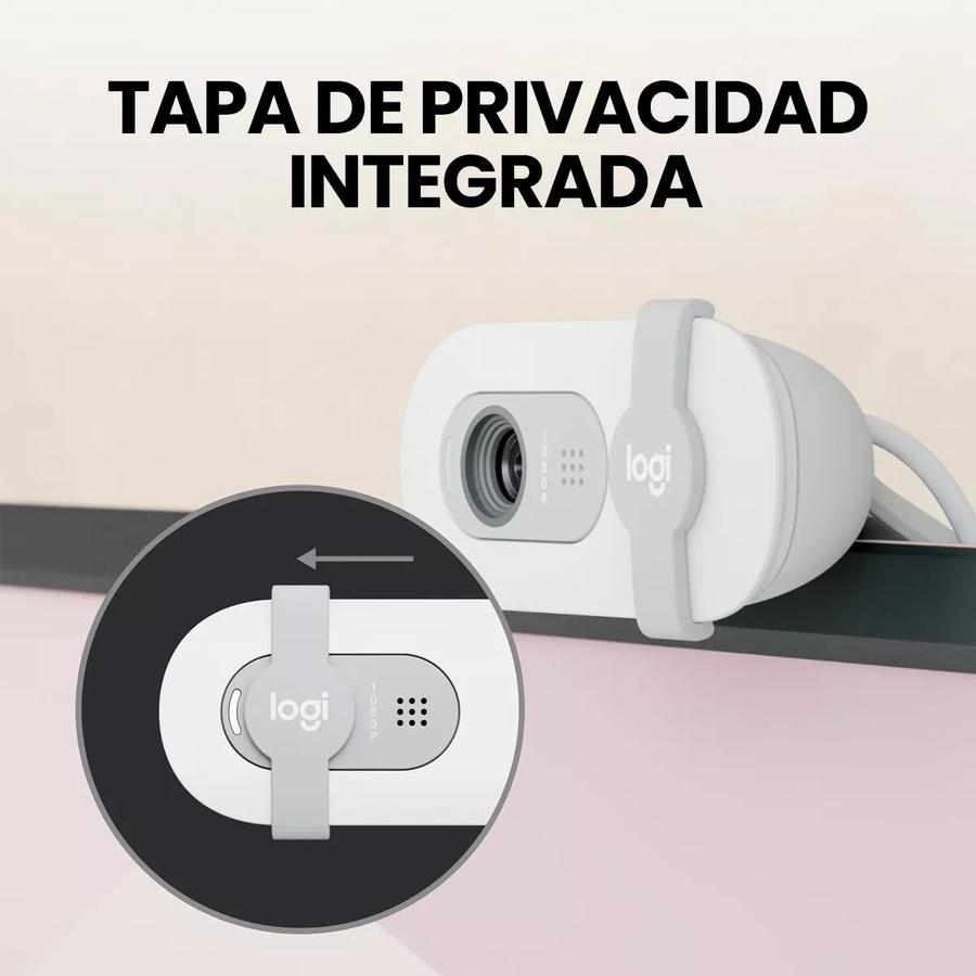 Cámara Web Full Hd 1080P, Rightlight 2, Logitech Brio 100 Blanco