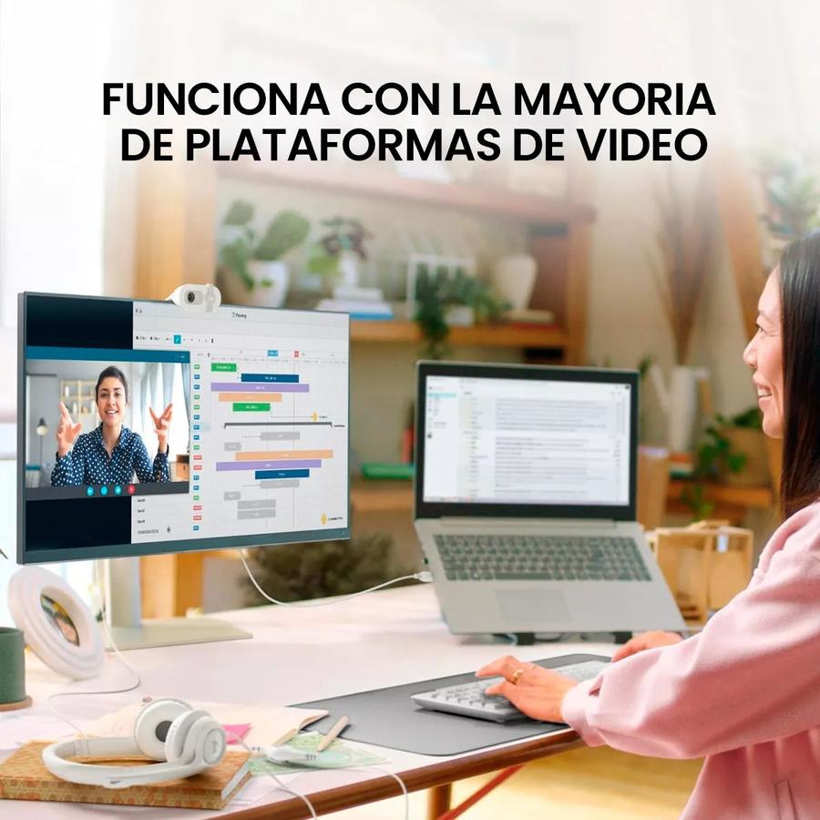 Cámara Web Full Hd 1080P, Rightlight 2, Logitech Brio 100 Blanco