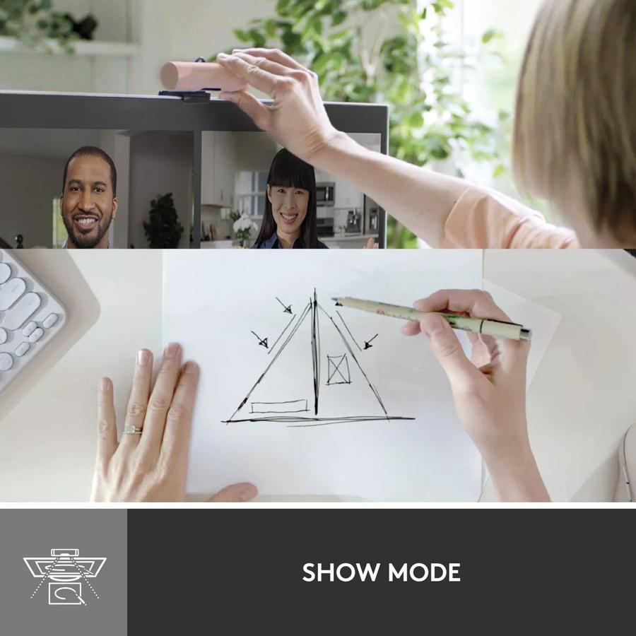 Cámara Web Full Hd 1080P, Rightlight 4, Logitech Brio 500 Rosado