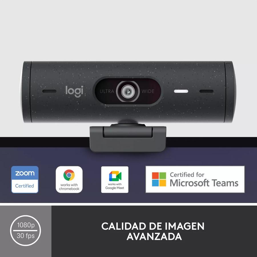 Webcam Full Hd 1080P, Rightlight 4, Logitech Brio 500 Negro