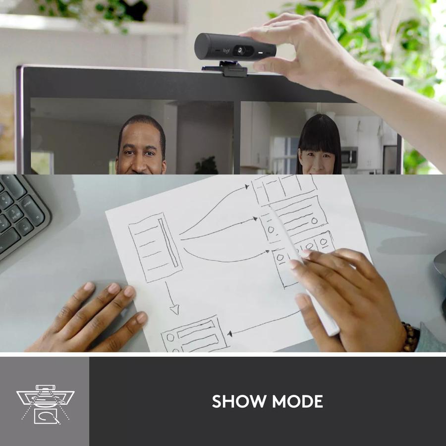 Webcam Full Hd 1080P, Rightlight 4, Logitech Brio 500 Negro