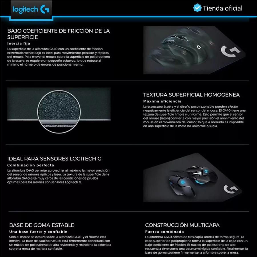Pad Mouse Gamer De Superficie Rígida Logitech G440