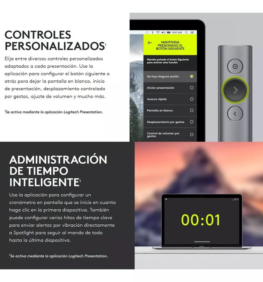 Puntero Presentador Inalámbrico Spotlight Logitech 30m Bt