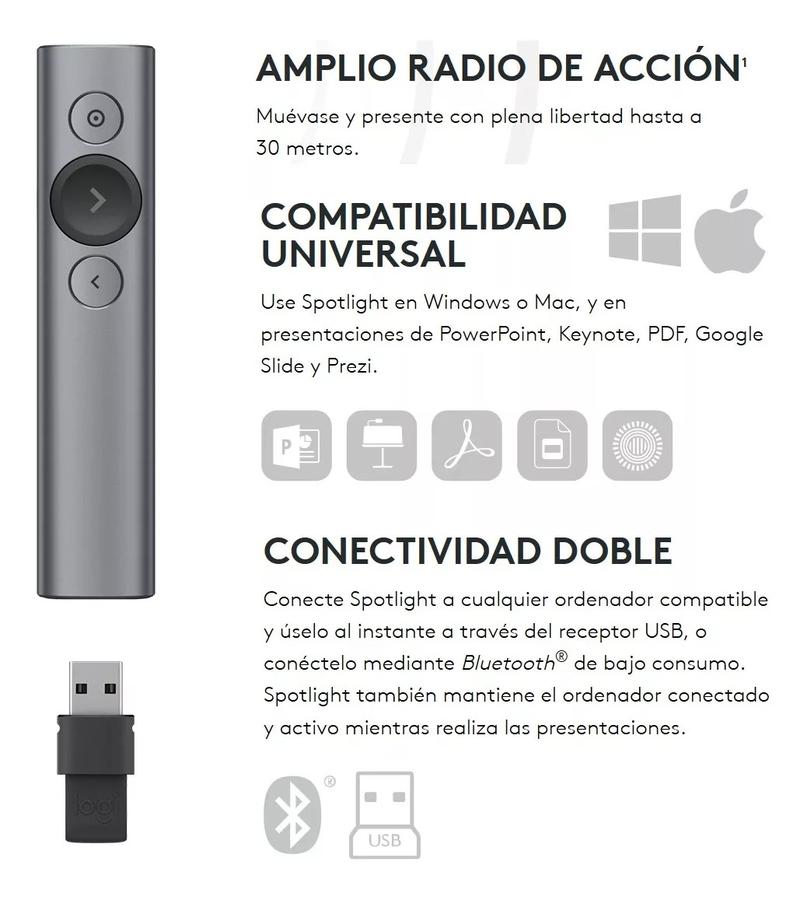 Puntero Presentador Inalámbrico Spotlight Logitech 30m Bt