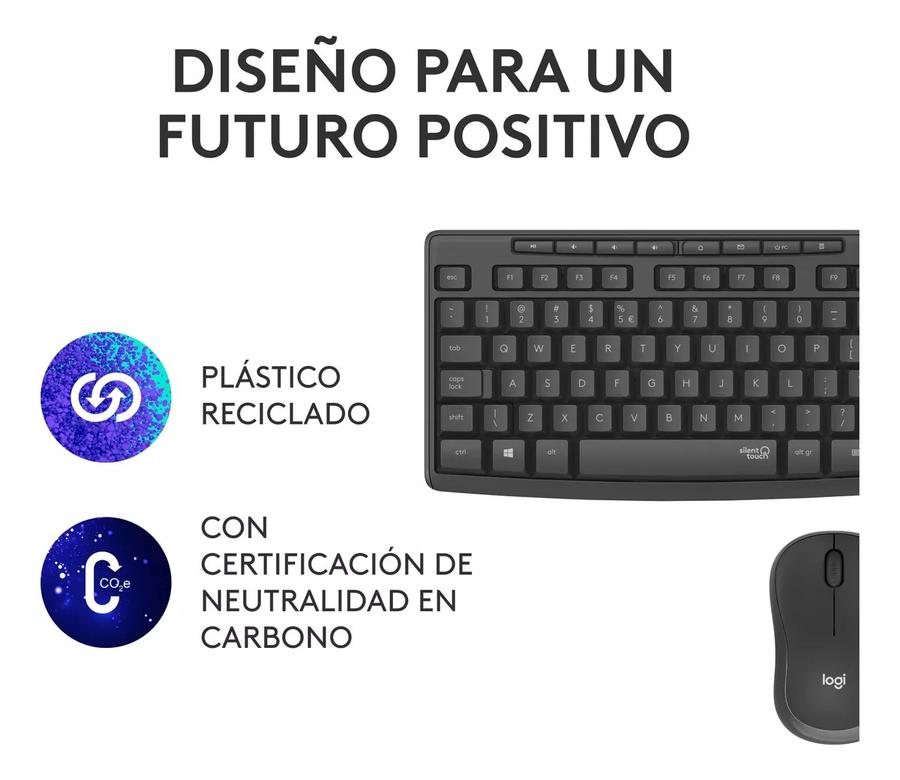 Teclado Y Mouse Inalámbrico Logitech Silent (Mk295) Negro