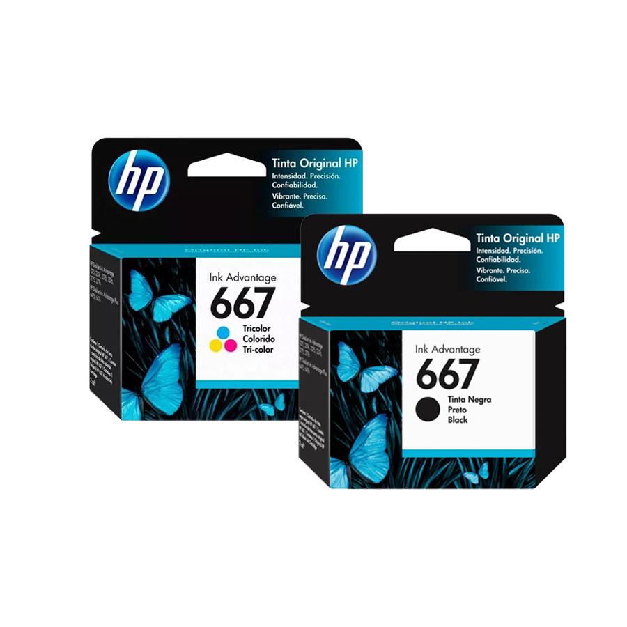 Combo Cartucho De Tinta HP 667 Deskjet Advantage Color Negro Y Tricolor 2375 / 2775