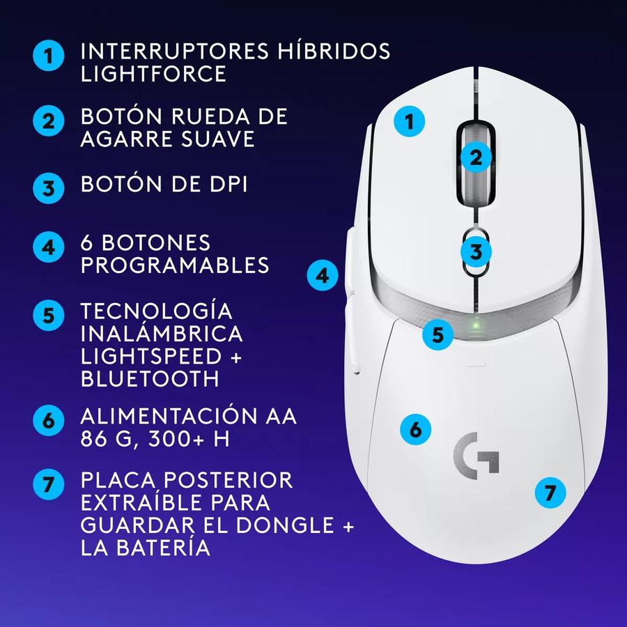 Mouse Gamer G309 Lightspeed - Blanco - Lat-272