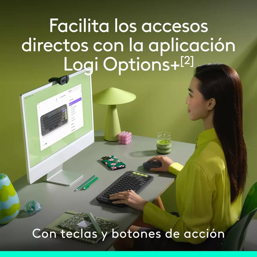 Combo Teclado Y Mouse Bluetooth Logitech Pop Icon Grafito Esp Lat