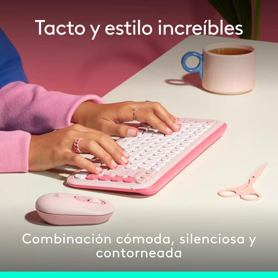 Combo Teclado Y Mouse Bluetooth Logitech Pop Icon Rosa Esp Lat