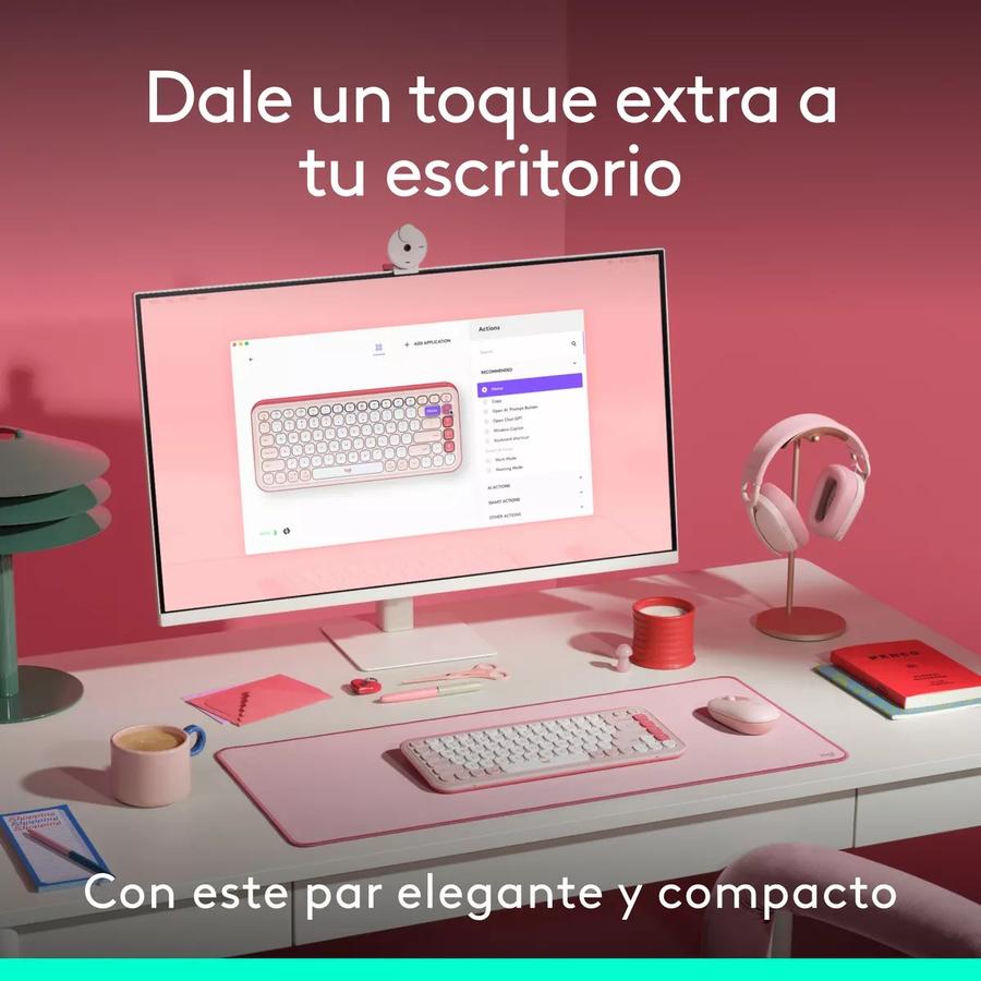 Combo Teclado Y Mouse Bluetooth Logitech Pop Icon Rosa Esp Lat
