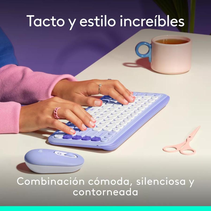 Combo Teclado Y Mouse Bluetooth Logitech Pop Icon Lila Esp Lat
