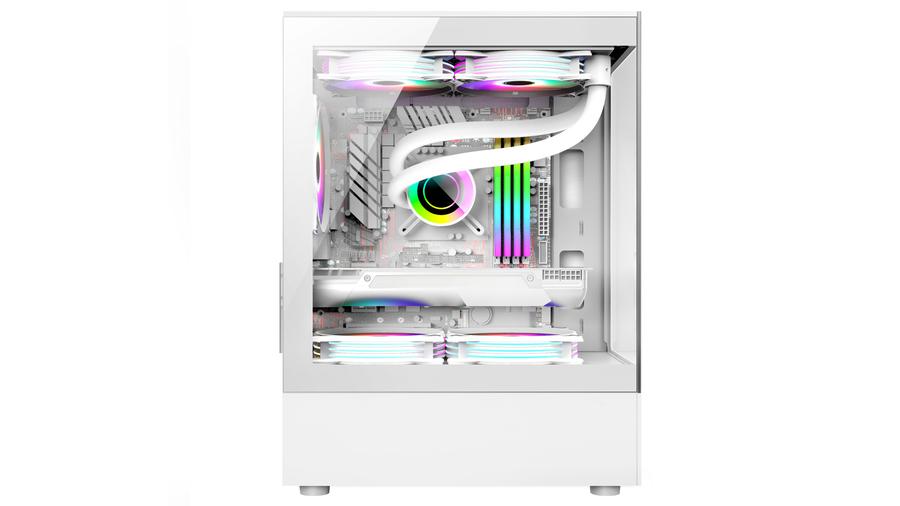 Gabinete Sentey Argb (6100-ARGB-SFWHITE) Lateral Acrilico Blanco X5 Fan