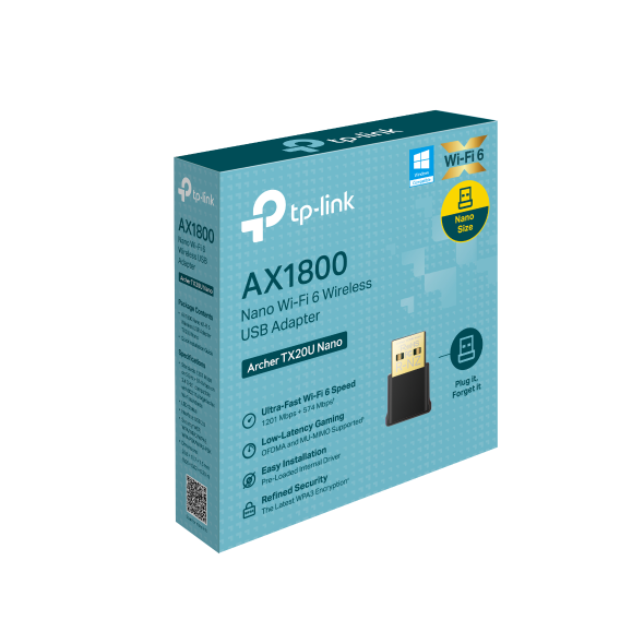 Adaptador Inalámbrico USB TP-Link Archer TX20u Nano Ax1800