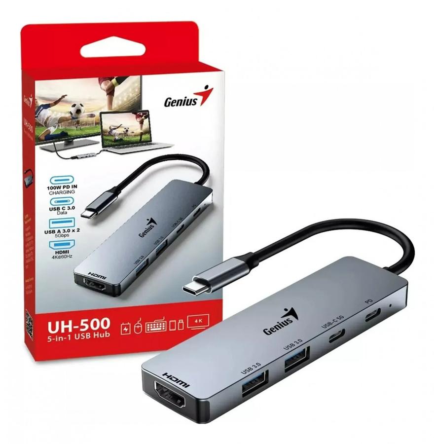 Hub Genius Usb 5En1 Uh-500 Grey