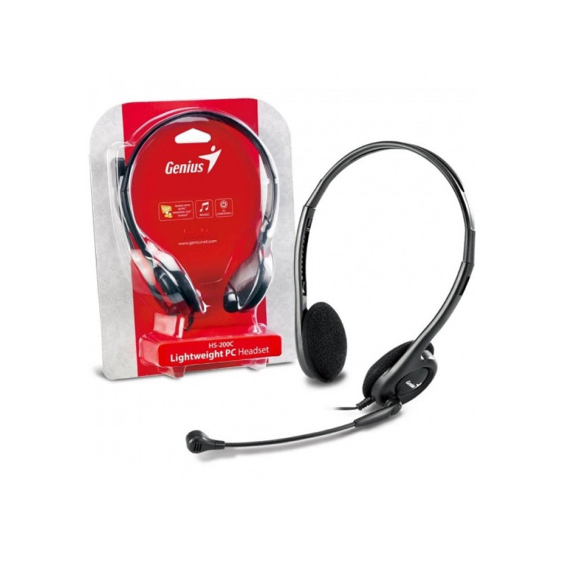 Auricular Genius 3.5Mm W/Mic Hs-200C Black
