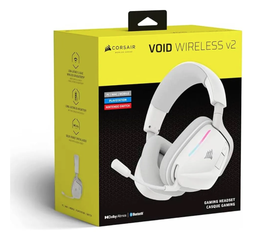 Auricular Corsair Gaming Void 2 Wireless Dolby Con Microfono Blanco