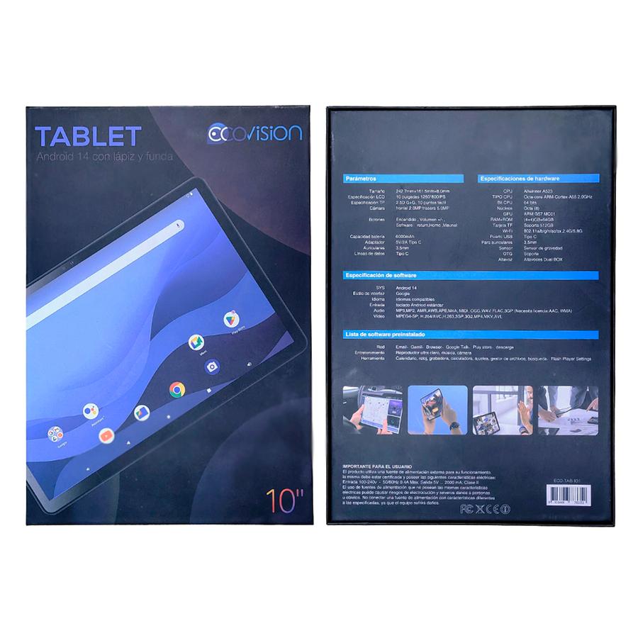 Tablet Ecovision 10 Android 14 64gb 4gb 5mpx Full HD