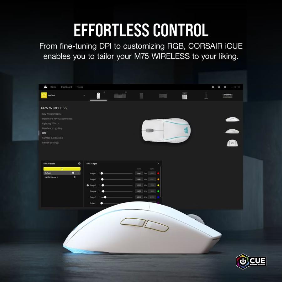 Mouse Gamer Corsair M75 Wireless RGB Blanco
