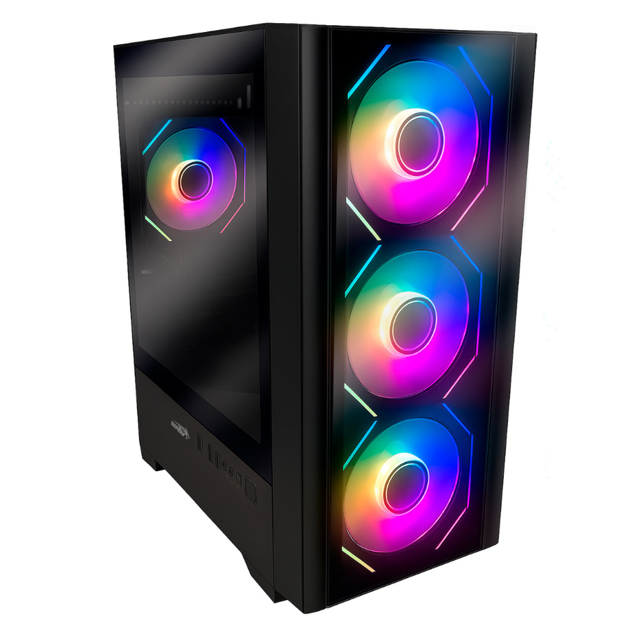 Gabinete Sentey T10 4 Fan Argb Vidrio Templado Negro