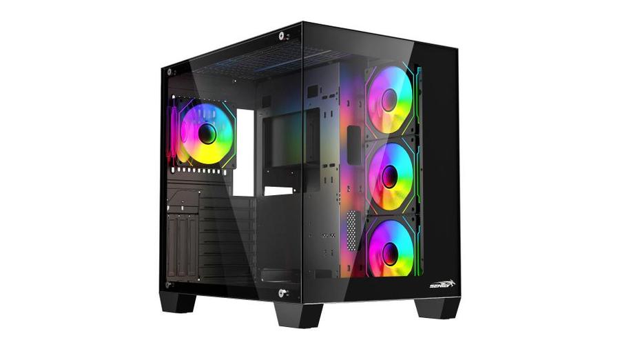 Gabinete Sentey A35 Pwm Atx 4 Fan Argb Vidrio Templado Negro
