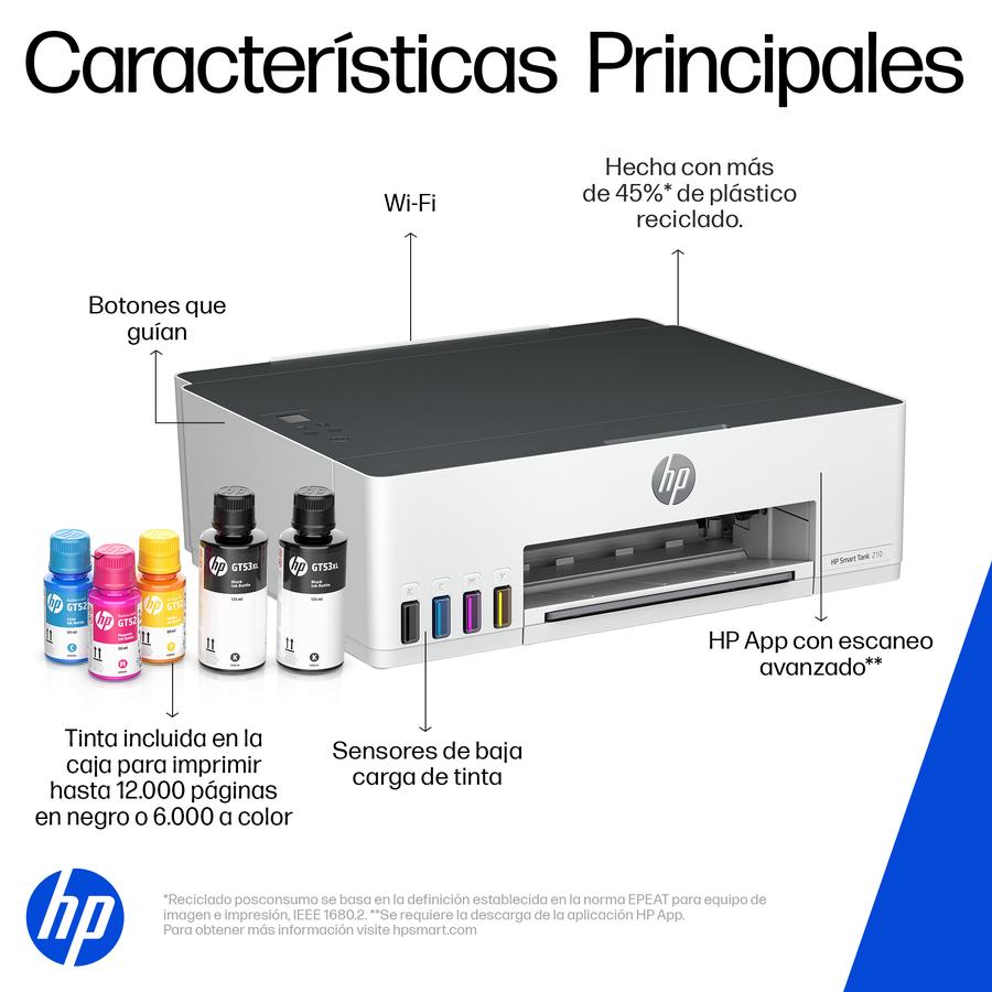 A7 Impresora HP Smart Tank 210 (3D4L3A) Wifi/Usb