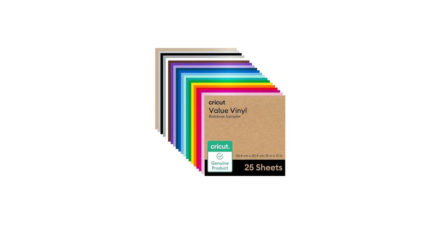 Papel Cricut Value Vinyl Sampler 12X12 Pulgadas 25 Hojas Arcoíris
