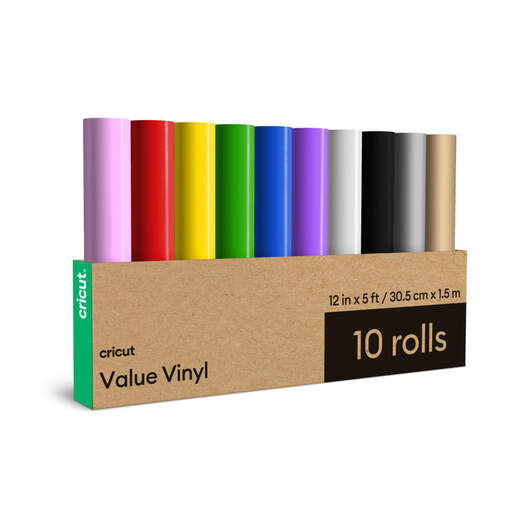 Rollos De Muestra De Vinilo De Valor De Papel Cricut De 12 Pulgadas X 5 Pies (10 Rollos Arcoíris)