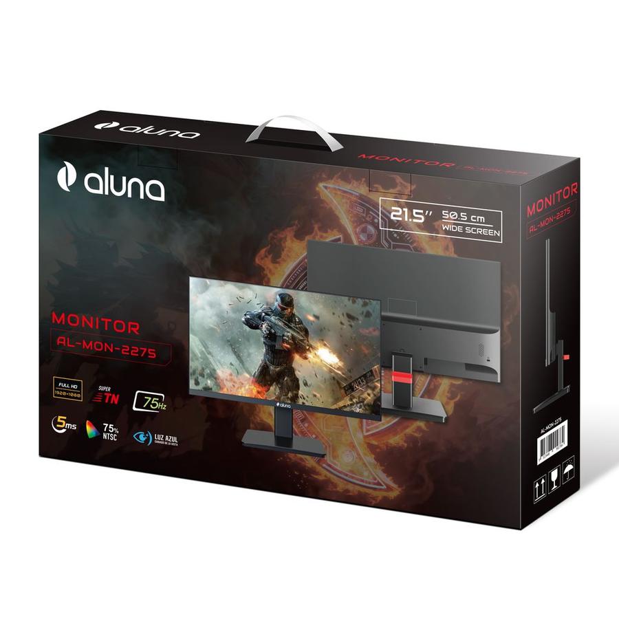 Monitor Aluna 22  Plano Full Hd Tn 1080p 75hz Hdmi Vga