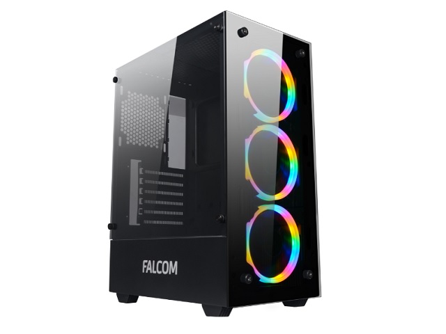 Gabinete Falcom G-8012 Fan Rainbow X3 Vidrio Templado