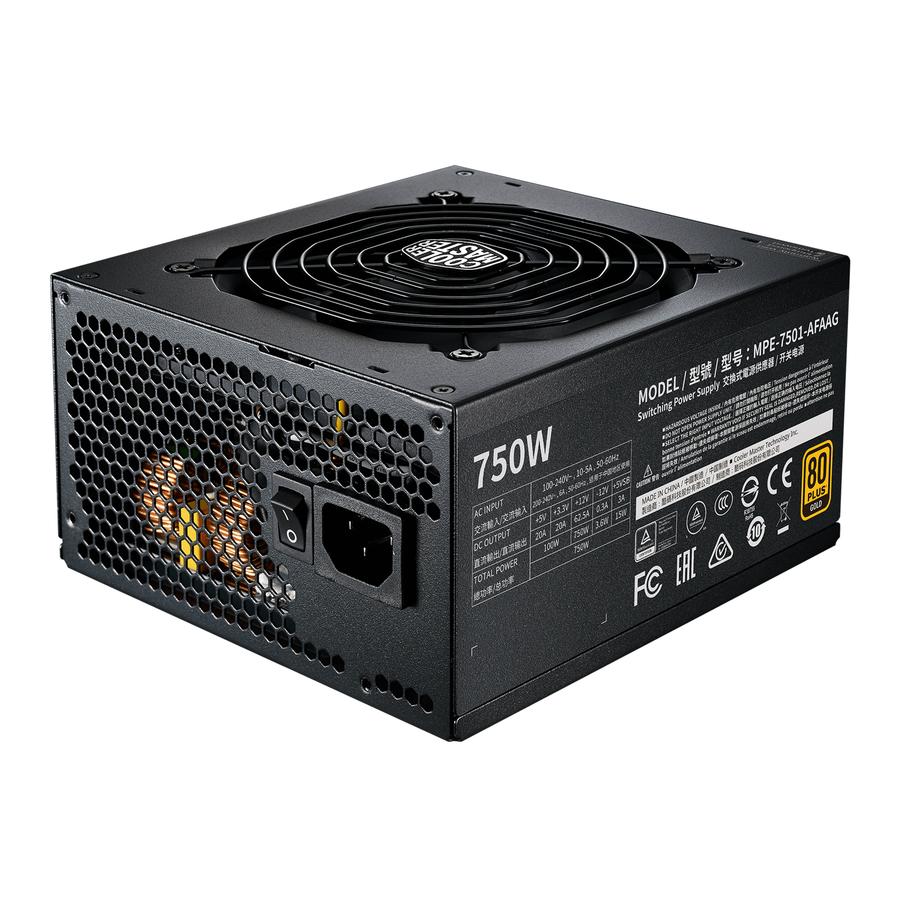 Fuente Cooler Master Mwe Gold 750w V3 80 Plus Gold Color Negro