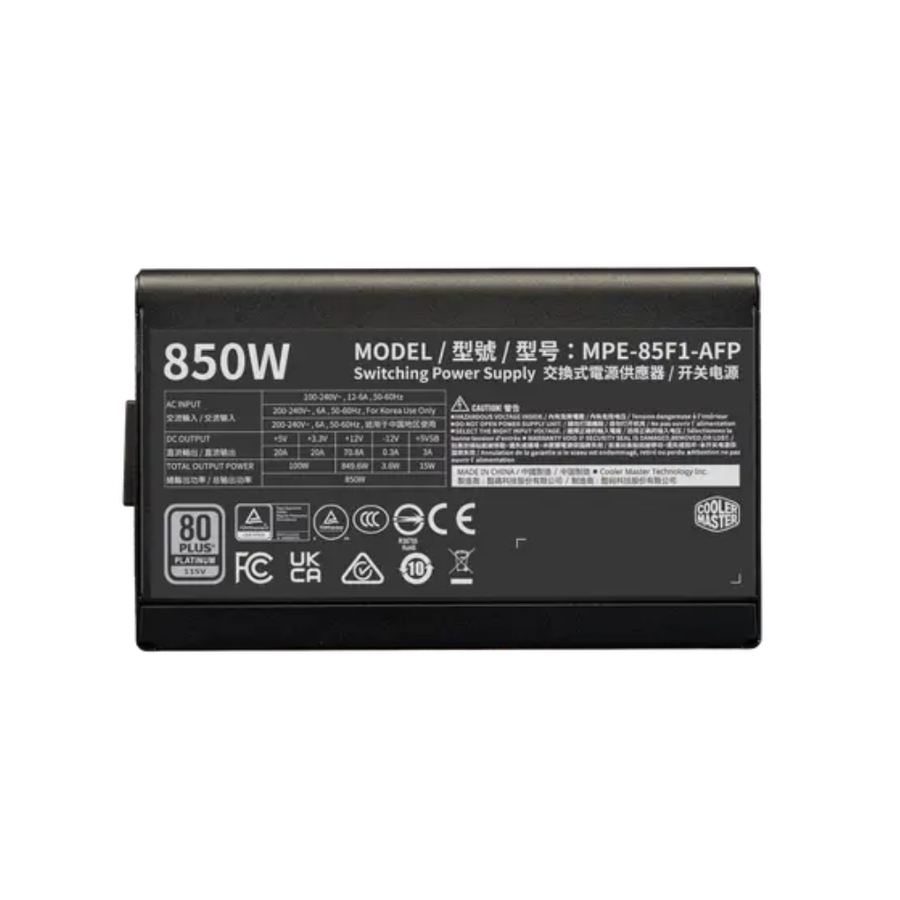 Fuente Cooler Master ELITE 80+ Platinum 850W FM BL W/AR Cord