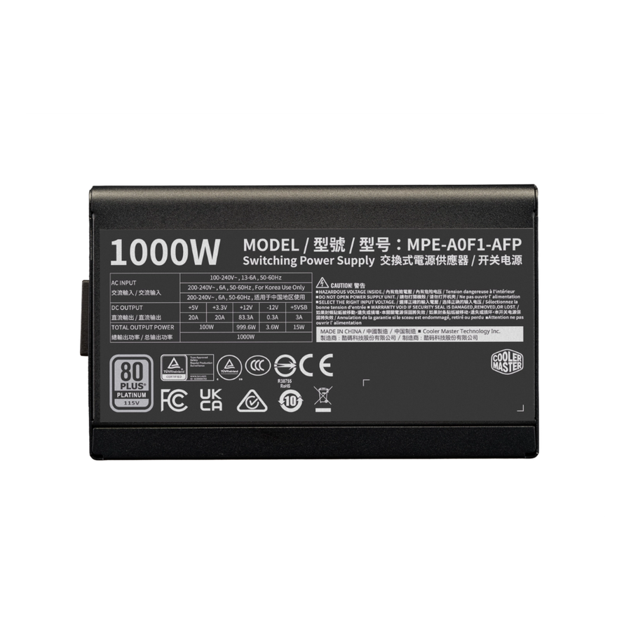 Fuente Cooler Master ELITE 80+ Platinum 1000W FM BL W/AR Cord