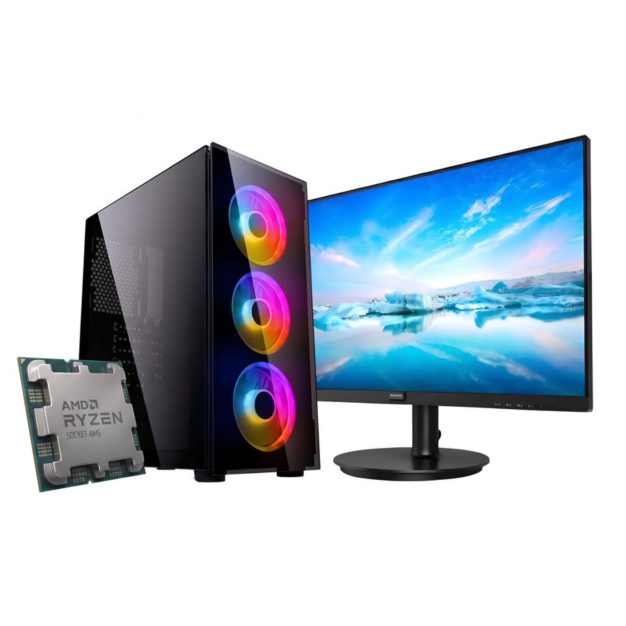 Pc Ecovision AMD Ryzen 7 8700G + 16Gb + 480Gb + Monitor 19