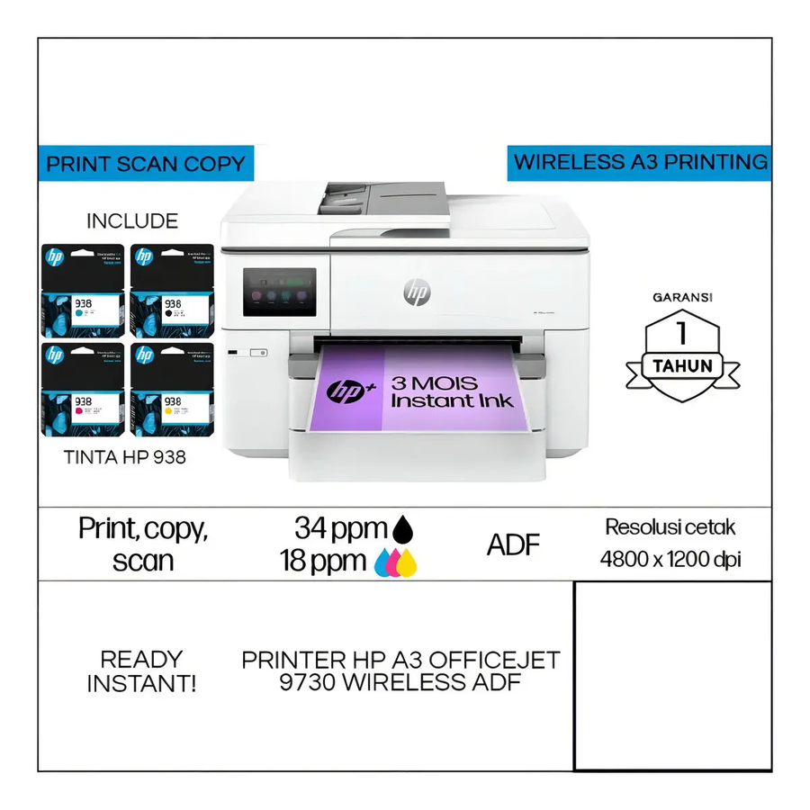 COMBO HP 938 NEGRO + COLORES IMP 9110/9120/9130/9720/9730
