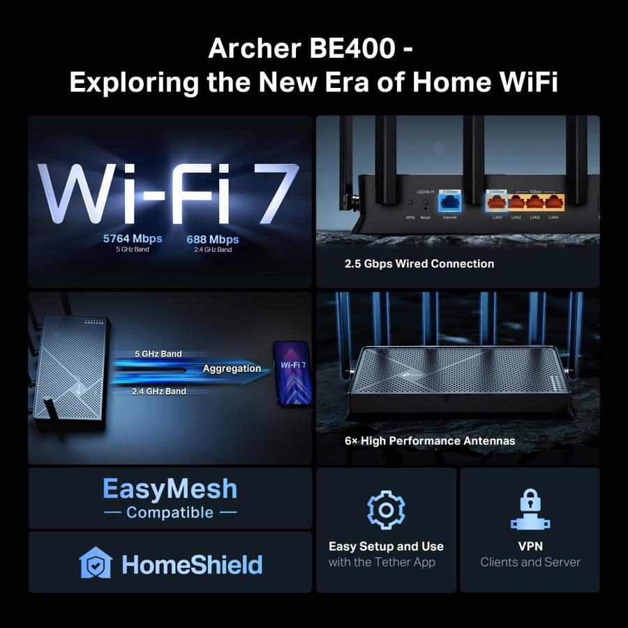 ROUTER TP LINK ROUTER WIFI DUAL BANDA BE6500 W7 (6ANT) — foto 4